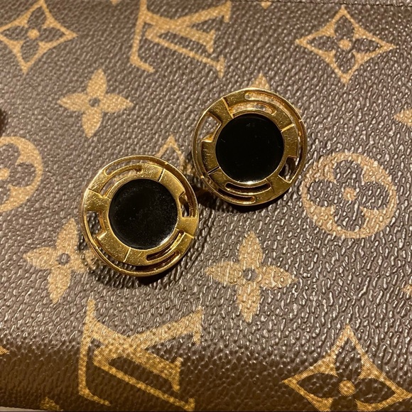 ST. JOHN | Designer Luxury Gold & Black Clip-on Earrings - Picture 1 of 5